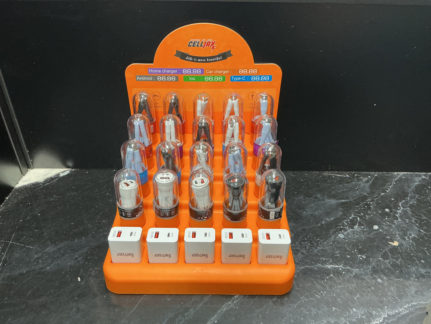 Cell Jax Home Charger, Car Charger, Type C