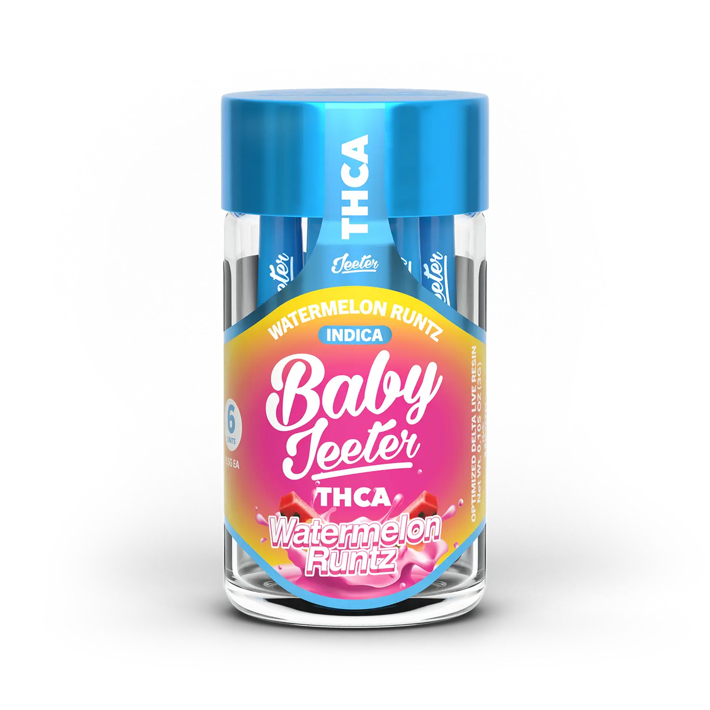 Baby Jeeter 6 Pack Prerolled Thc-A Watermelon Runtz Indica