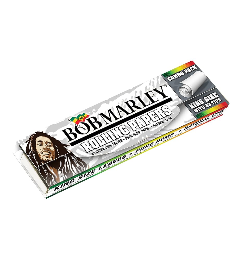Bob Marley Rolling Papers King Size Pure Hemp Ultra Thin Combo Pack With Tips
