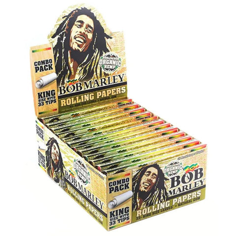 Bob Marley Rolling Papers King Size Unbleached Organic Hemp Combo Pack With Tips